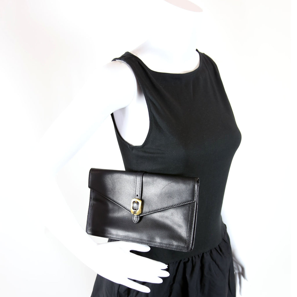 8MO284 Leather Chameleon Clutch Black