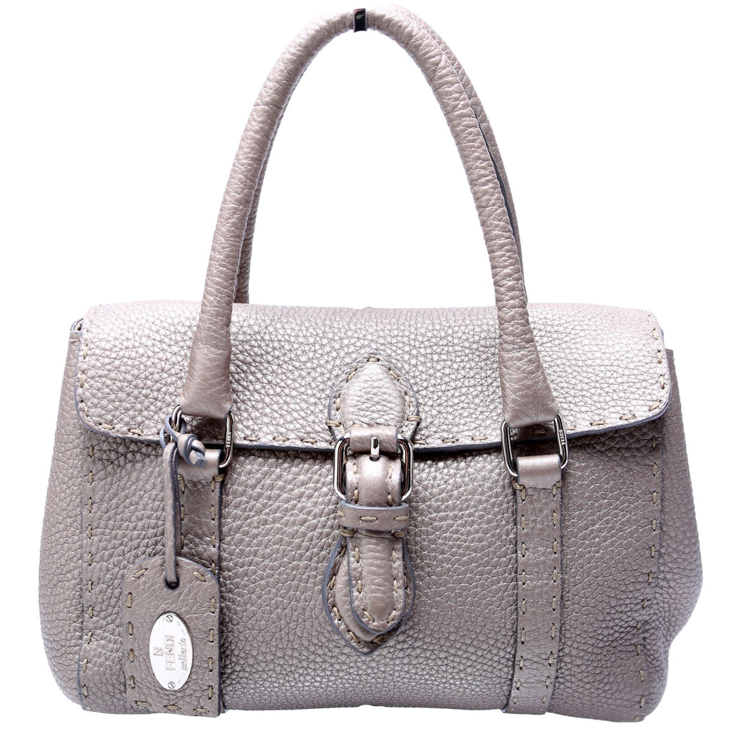8BR486 Selleria Mini Linda Handle Bag Silver