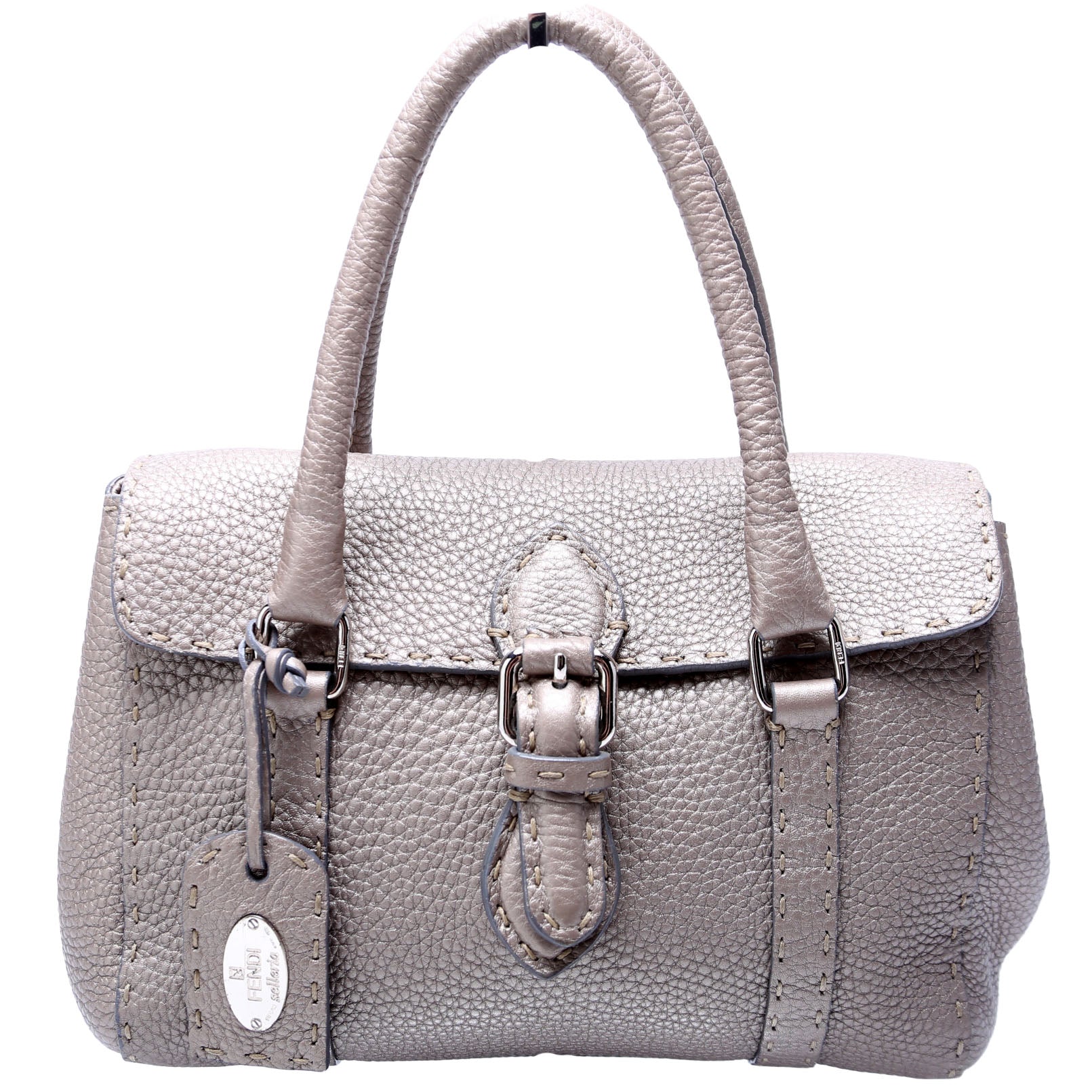 8BR486 Selleria Mini Linda Handle Bag Silver