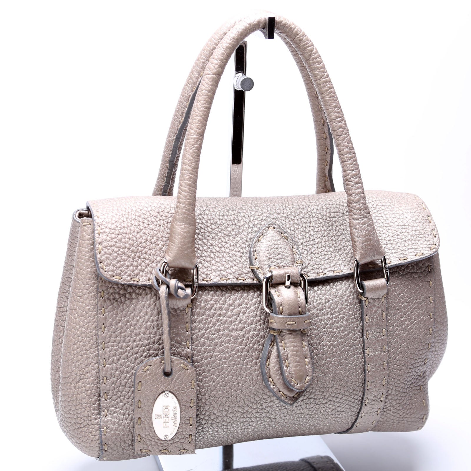 8BR486 Selleria Mini Linda Handle Bag Silver