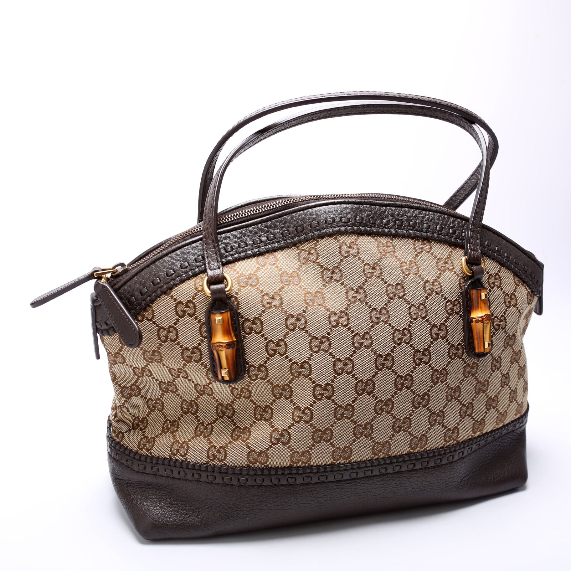 339002 GG Bamboo Canvas Shoulder Bag