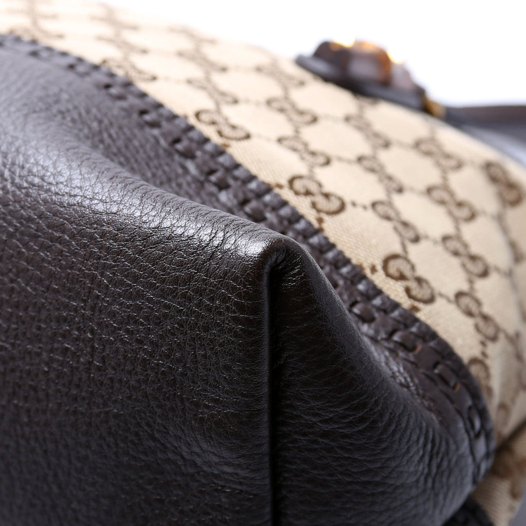 339002 GG Bamboo Canvas Shoulder Bag