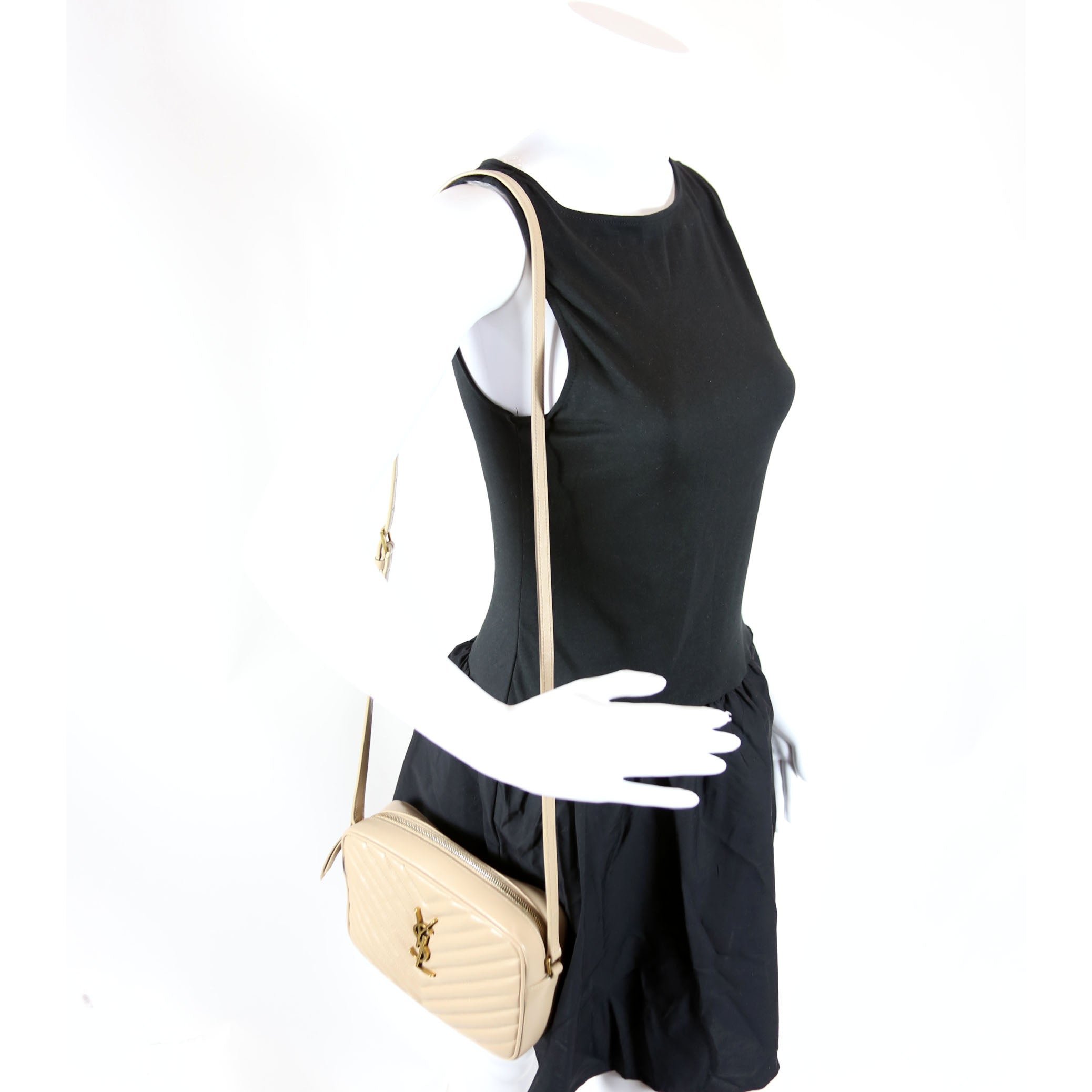 Lou Camera Bag Quilted Beige/Gold