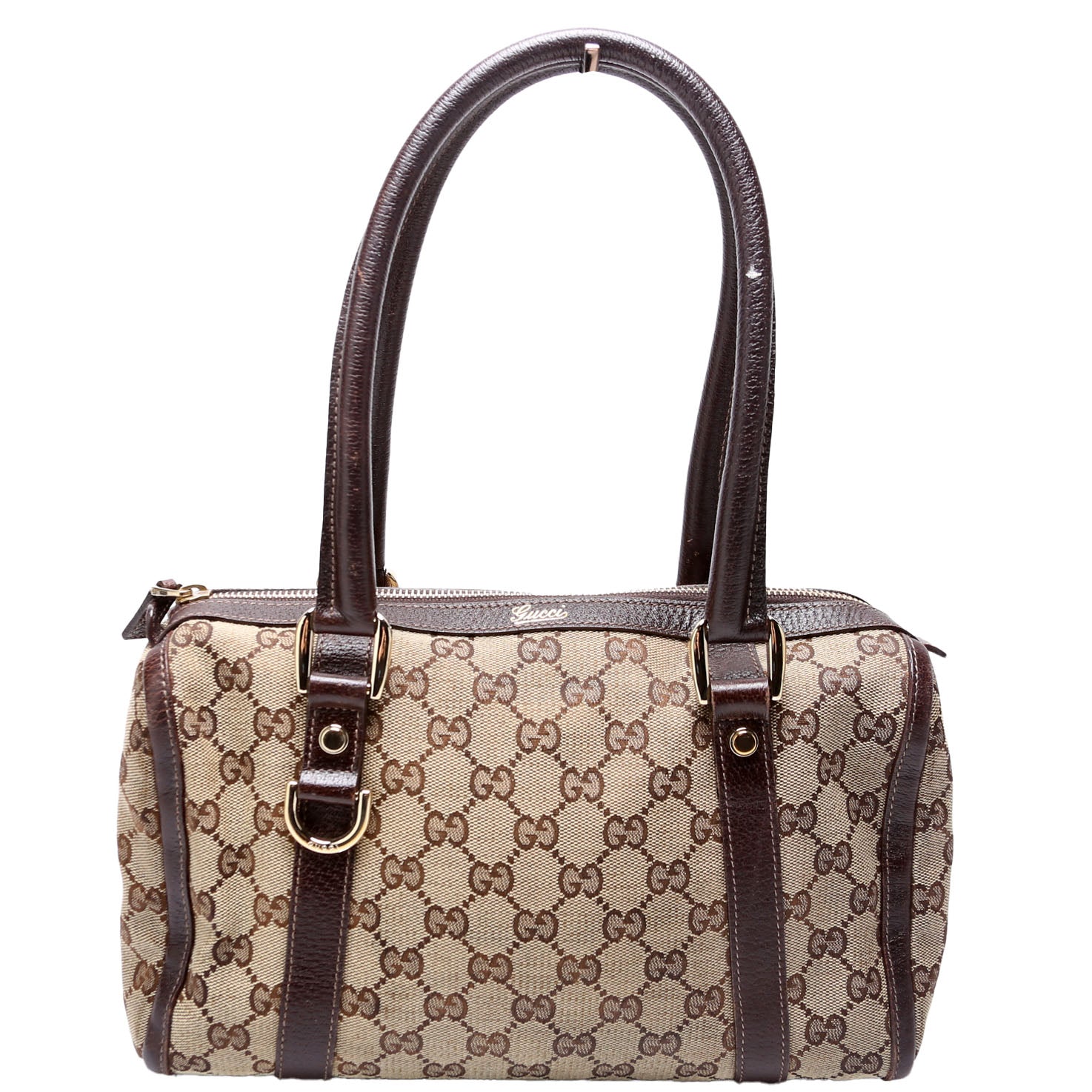 130942 GG Canvas Small Abbey Boston Bag Brown