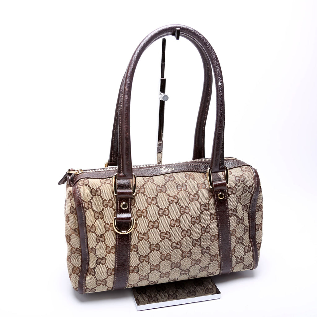 130942 GG Canvas Small Abbey Boston Bag Brown