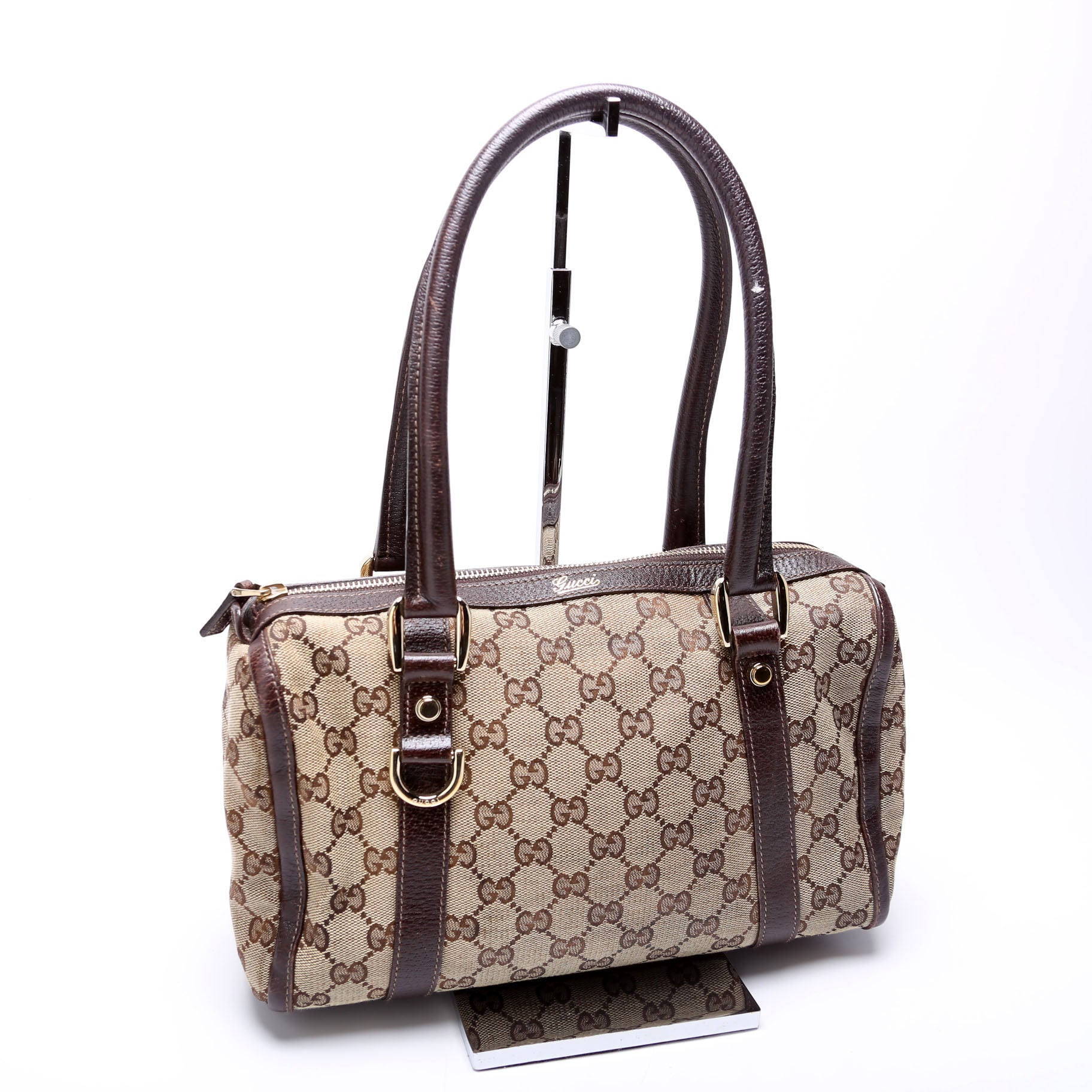 130942 GG Canvas Small Abbey Boston Bag Brown