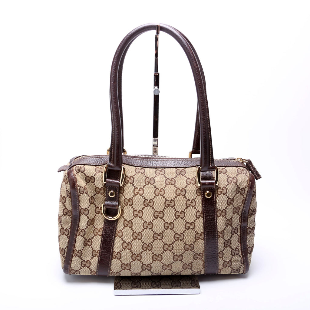 130942 GG Canvas Small Abbey Boston Bag Brown