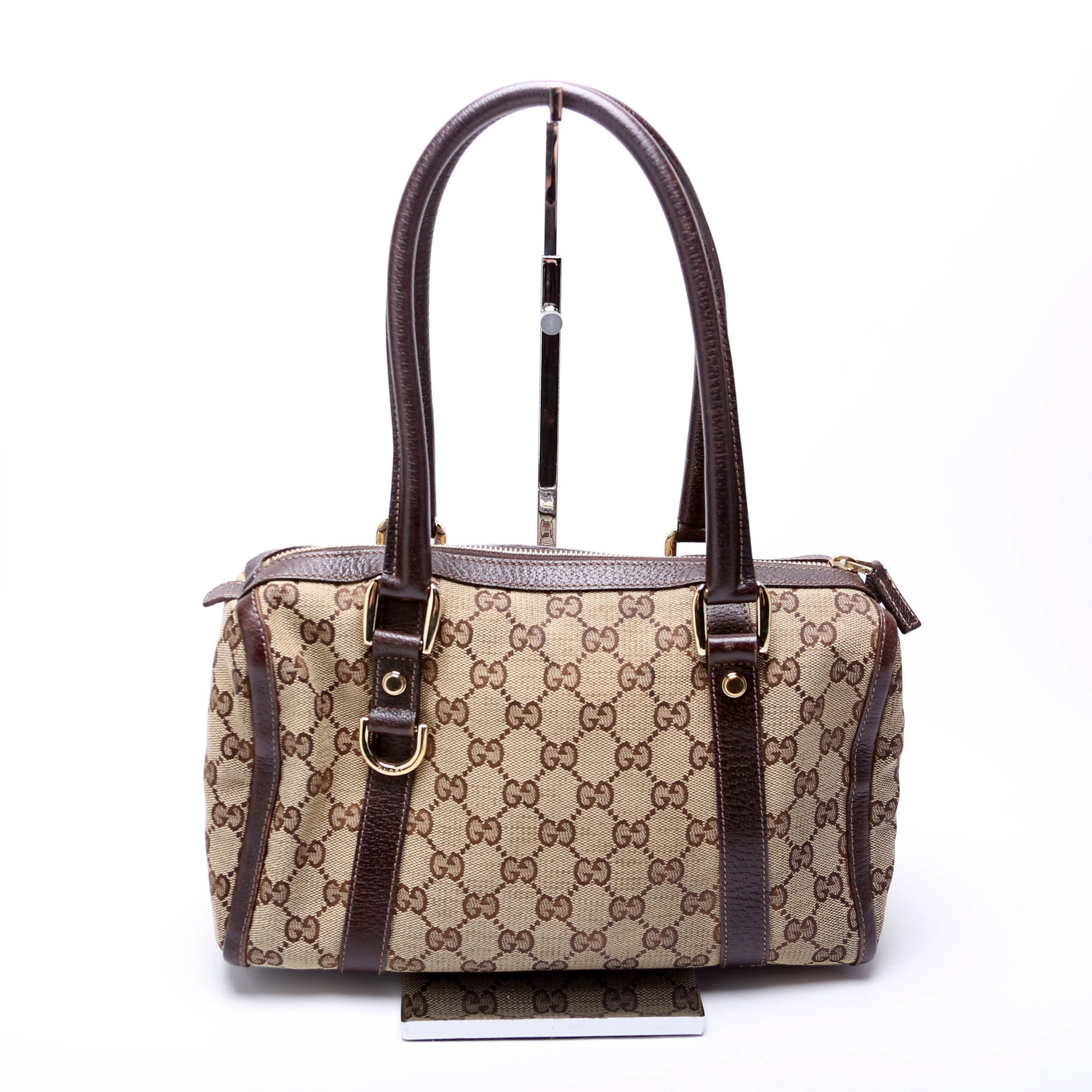 130942 GG Canvas Small Abbey Boston Bag Brown