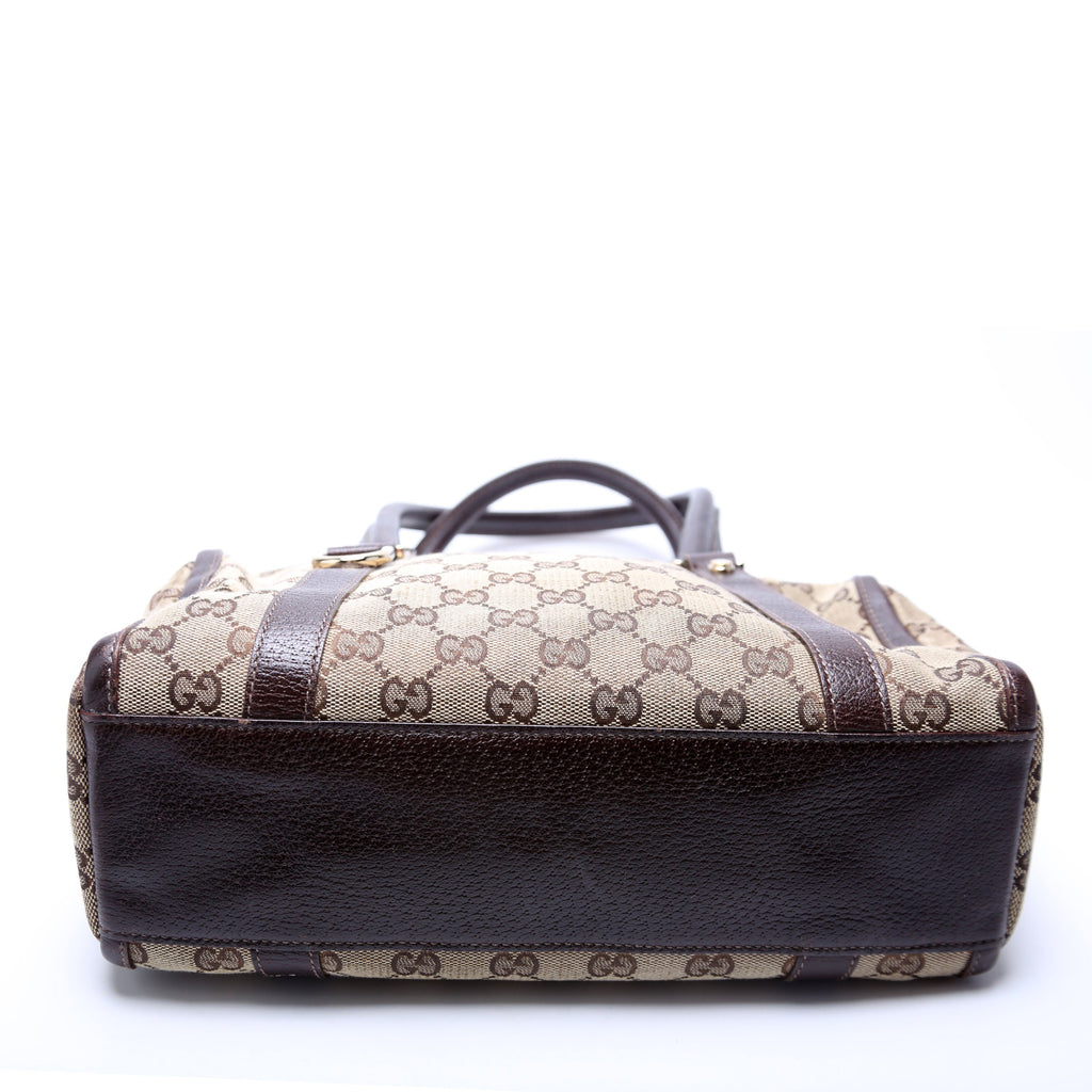 130942 GG Canvas Small Abbey Boston Bag Brown