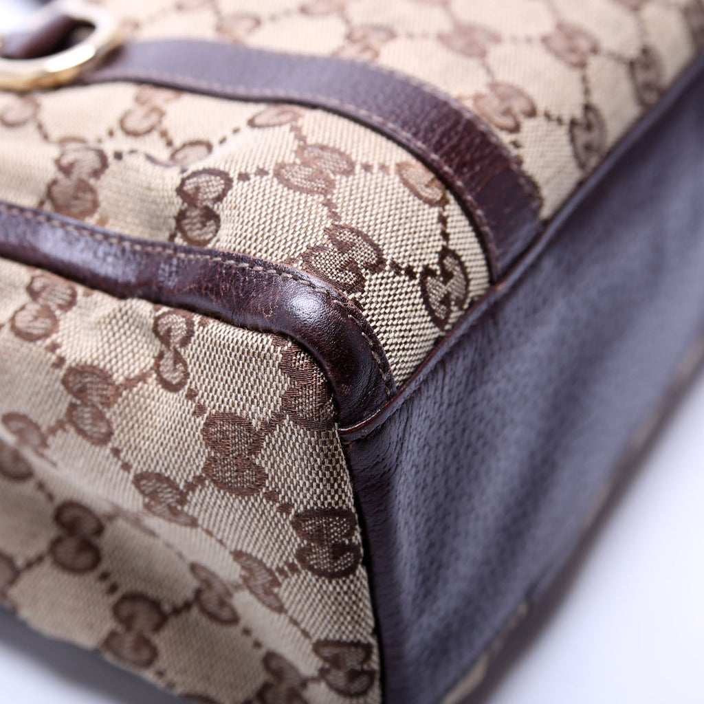 130942 GG Canvas Small Abbey Boston Bag Brown