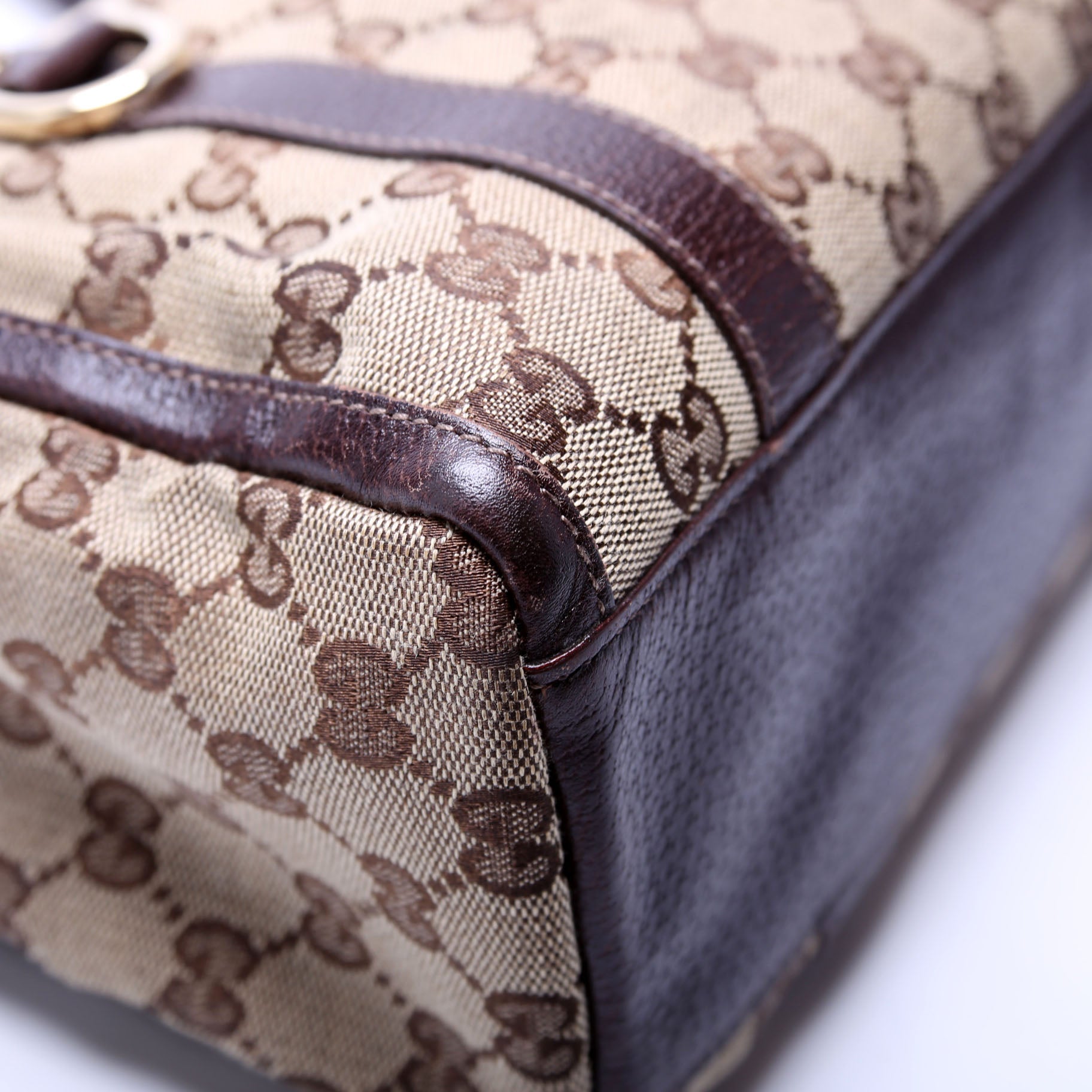 130942 GG Canvas Small Abbey Boston Bag Brown