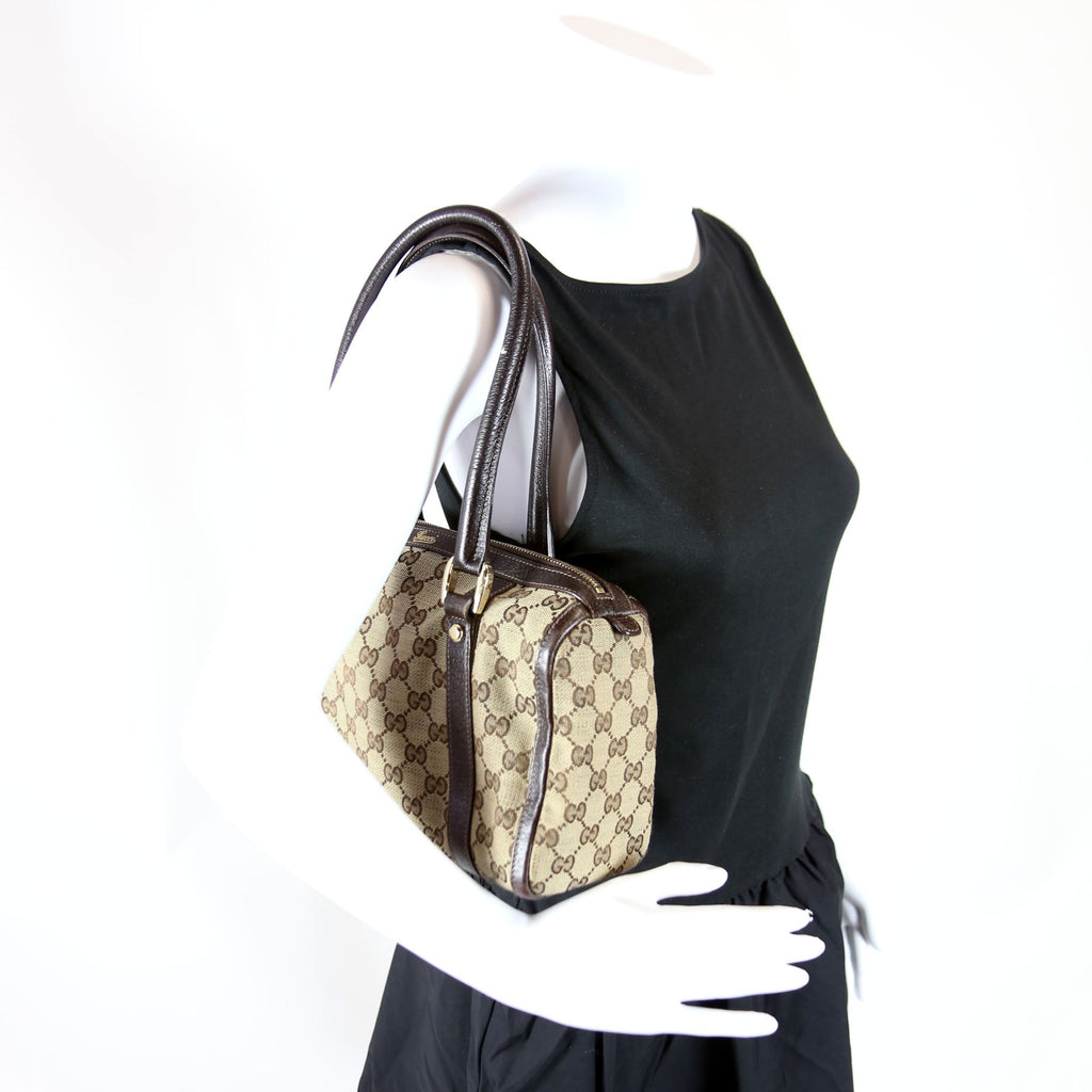 130942 GG Canvas Small Abbey Boston Bag Brown