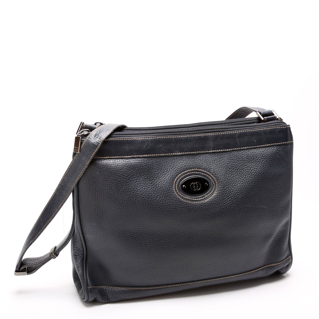 Gucci 001 110 Interlocking G Calfskin Shoulder Bag Vintage Navy