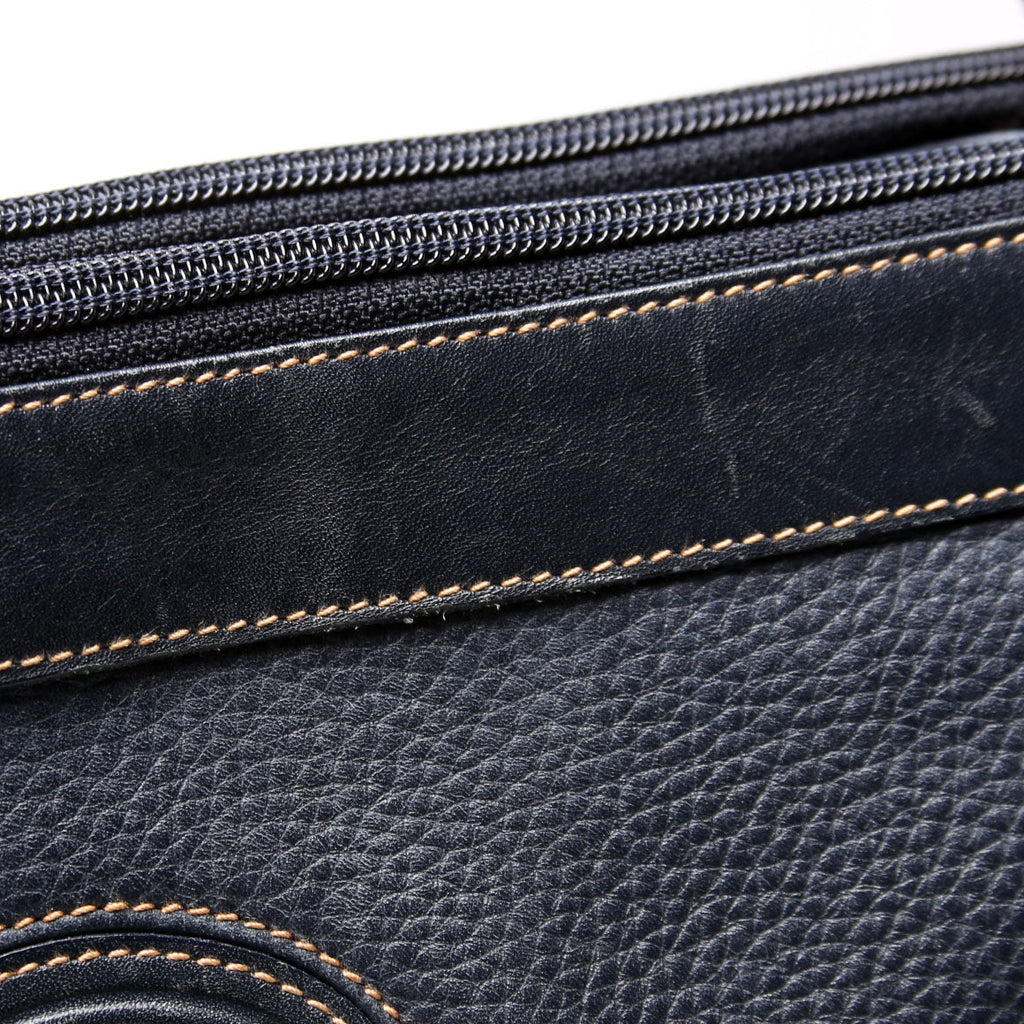 Gucci 001 110 Interlocking G Calfskin Shoulder Bag Vintage Navy