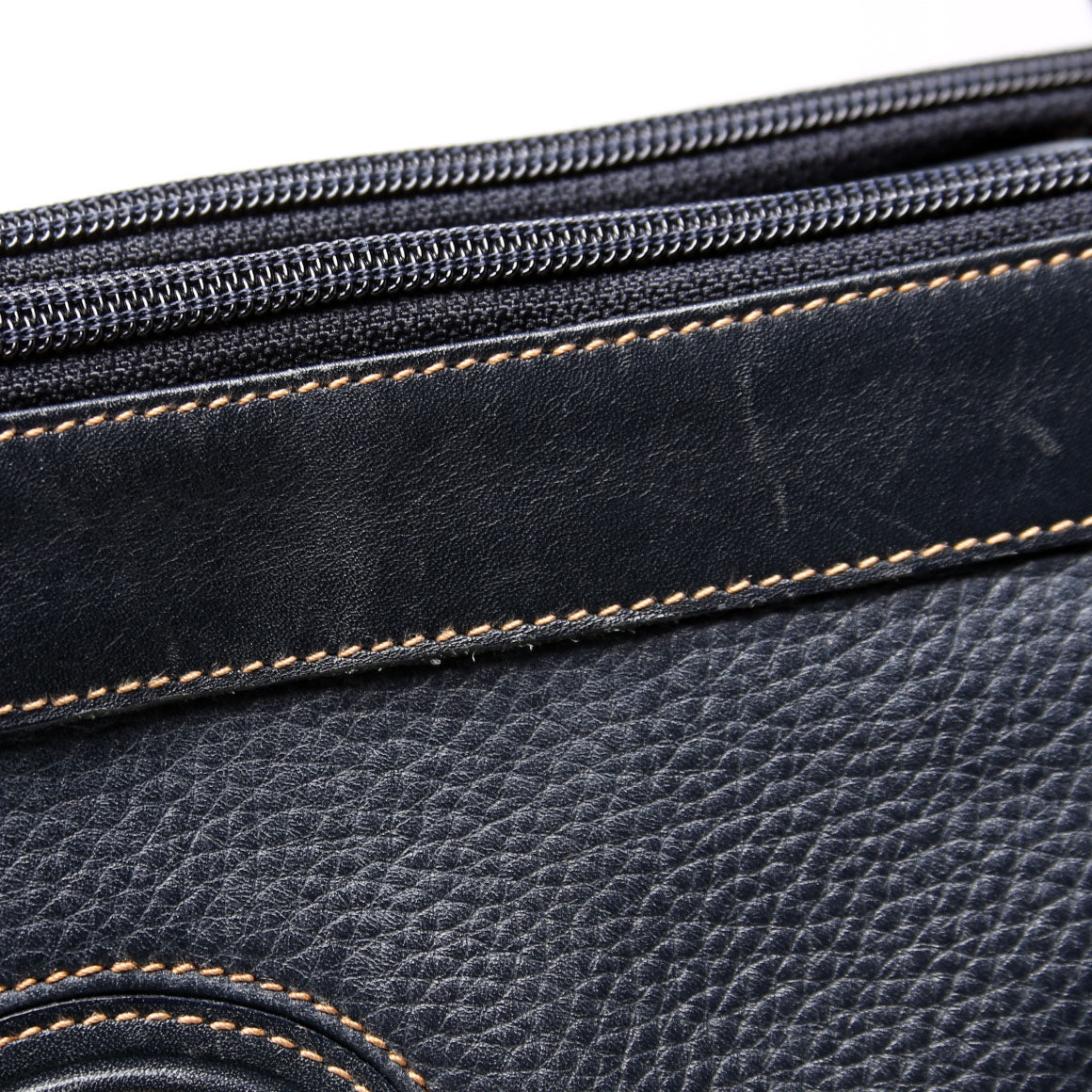 Gucci 001 110 Interlocking G Calfskin Shoulder Bag Vintage Navy