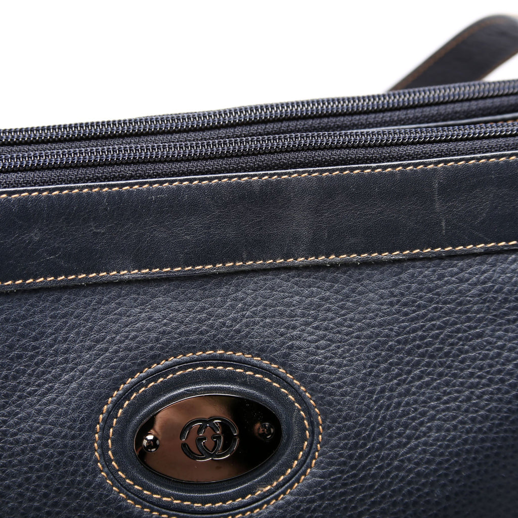 Gucci 001 110 Interlocking G Calfskin Shoulder Bag Vintage Navy