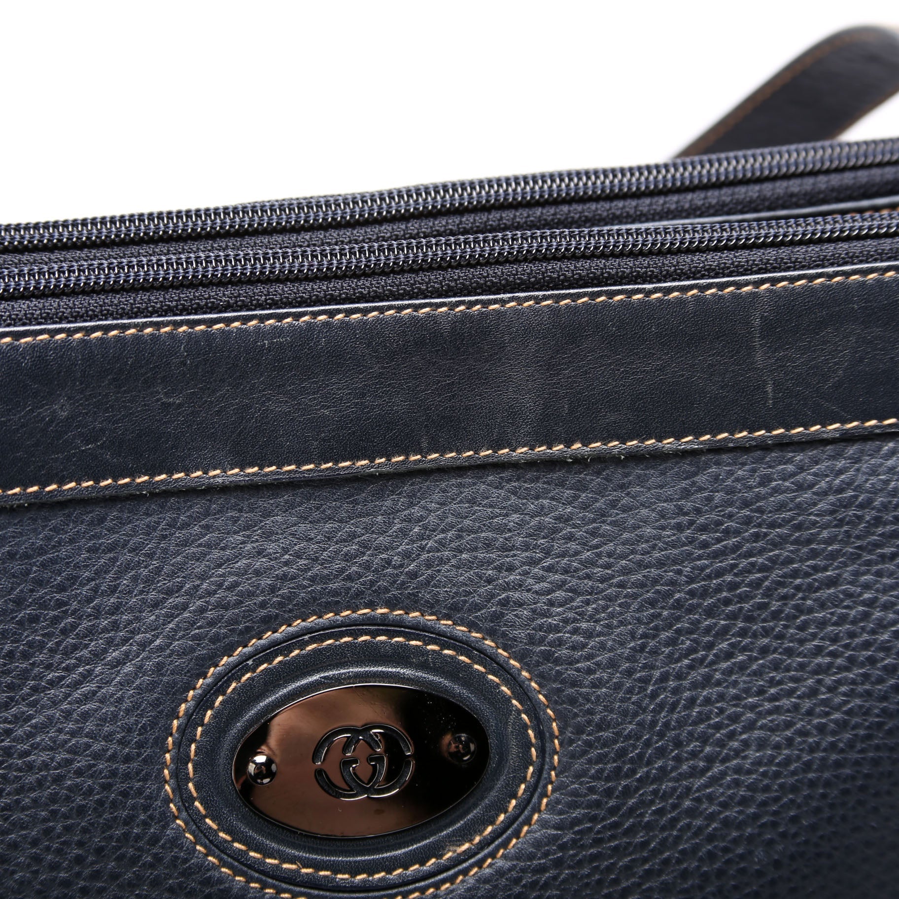 Gucci 001 110 Interlocking G Calfskin Shoulder Bag Vintage Navy