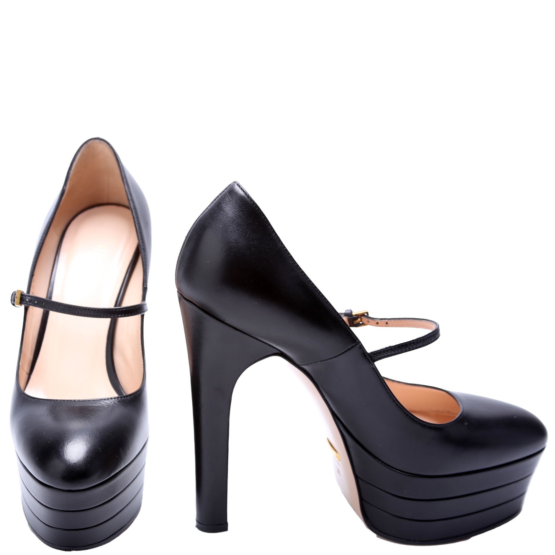 Mary Jane Platform Pumps Size 36 Black