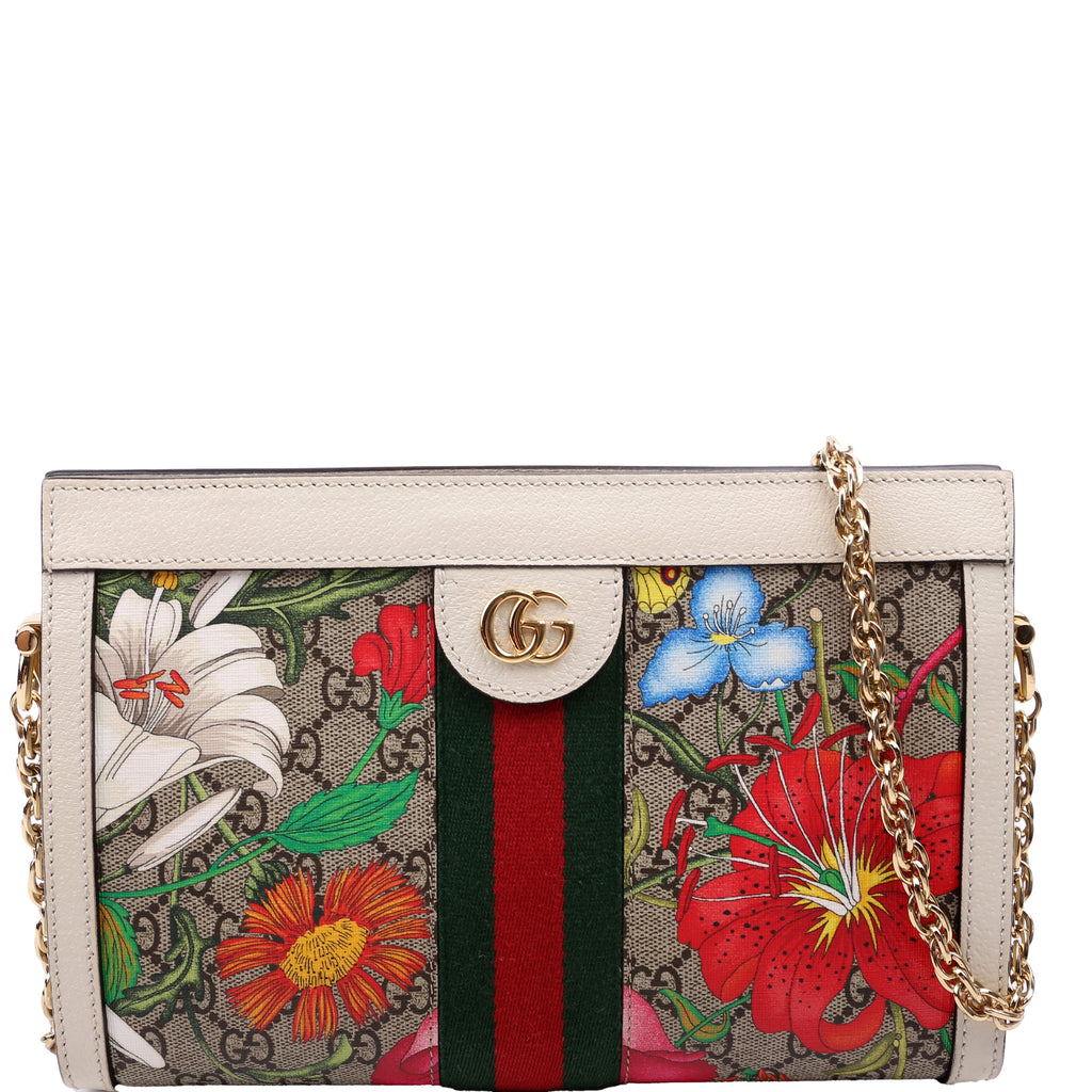 503877 GG Supreme Flora Ophidia Small Chain White