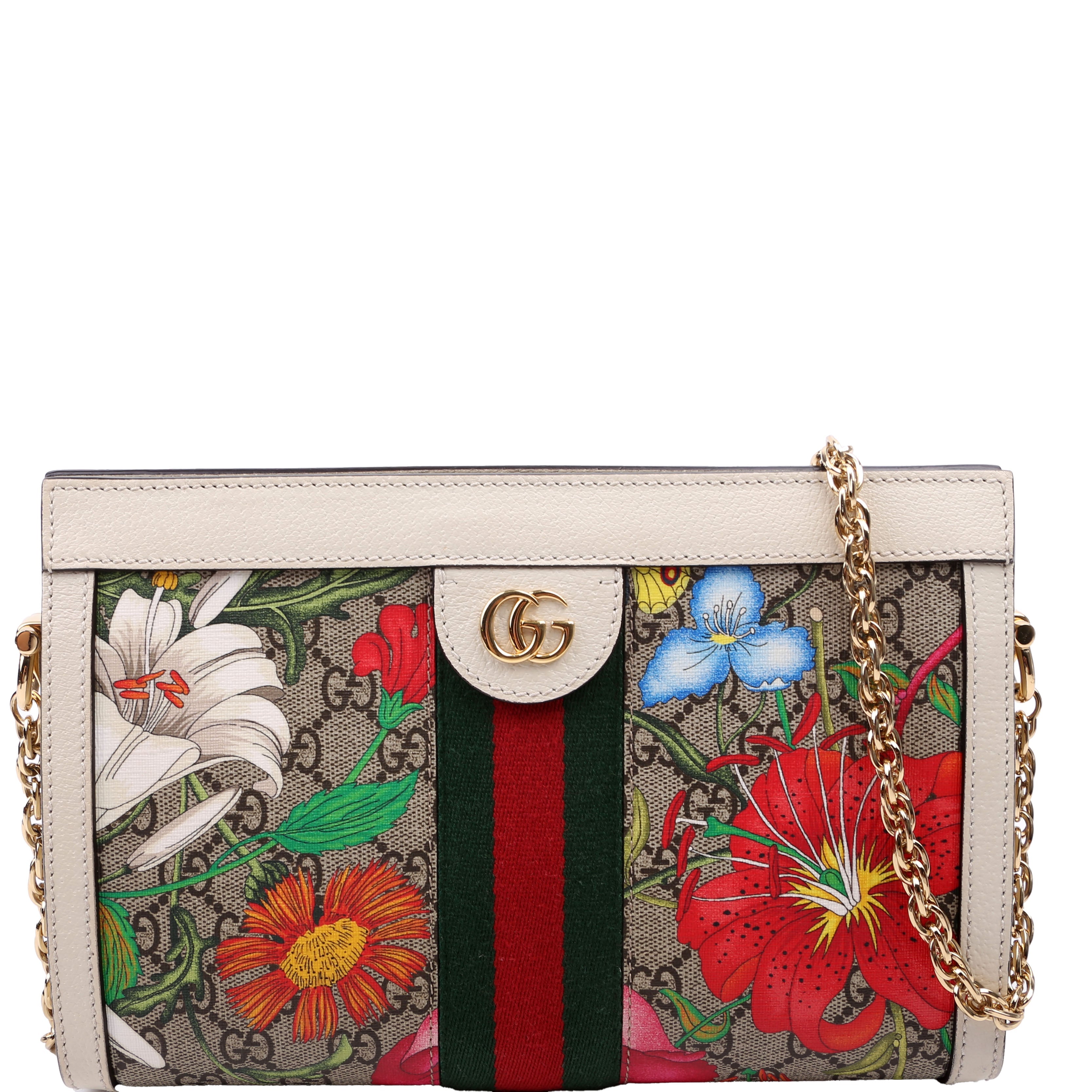 503877 GG Supreme Flora Ophidia Small Chain White