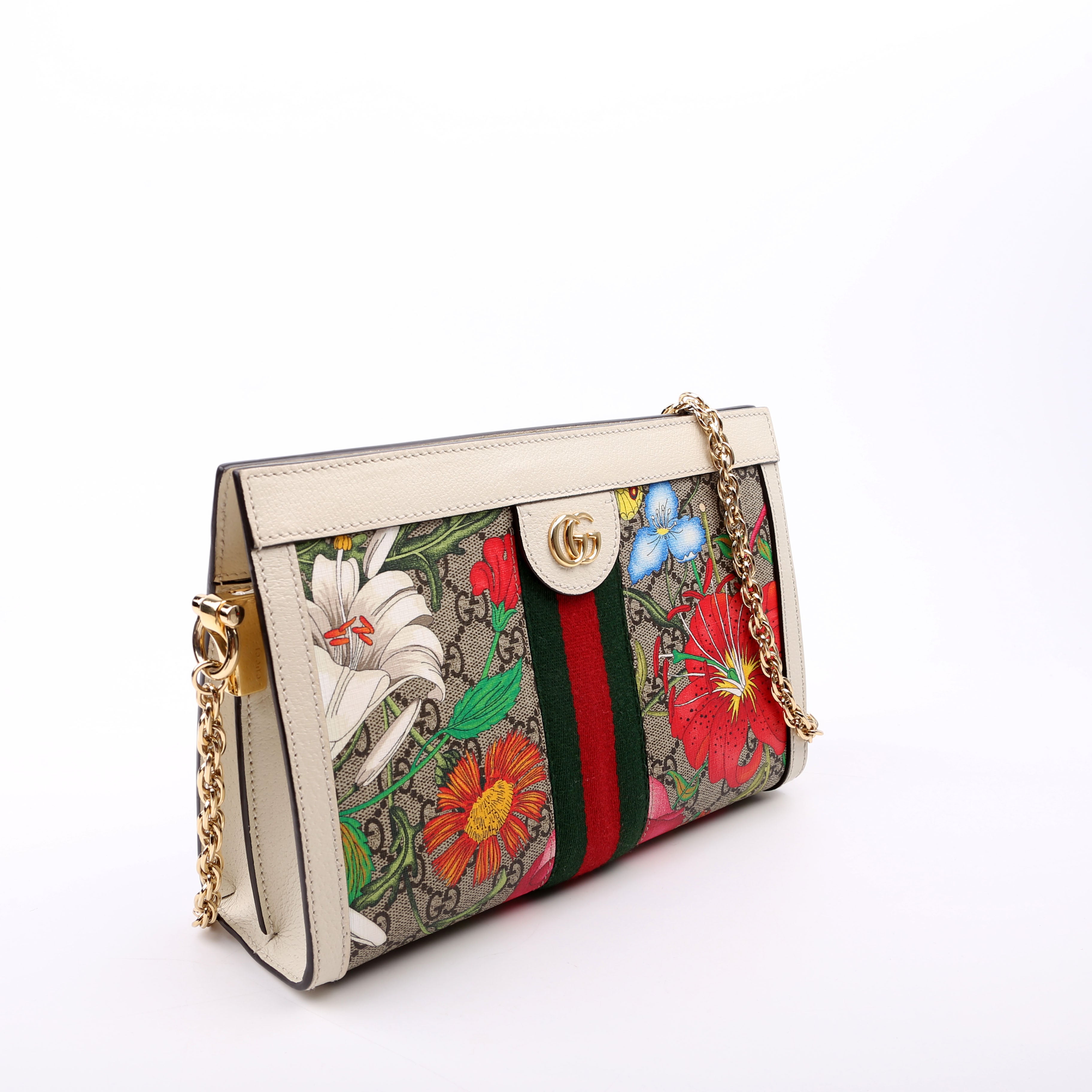 503877 GG Supreme Flora Ophidia Small Chain White