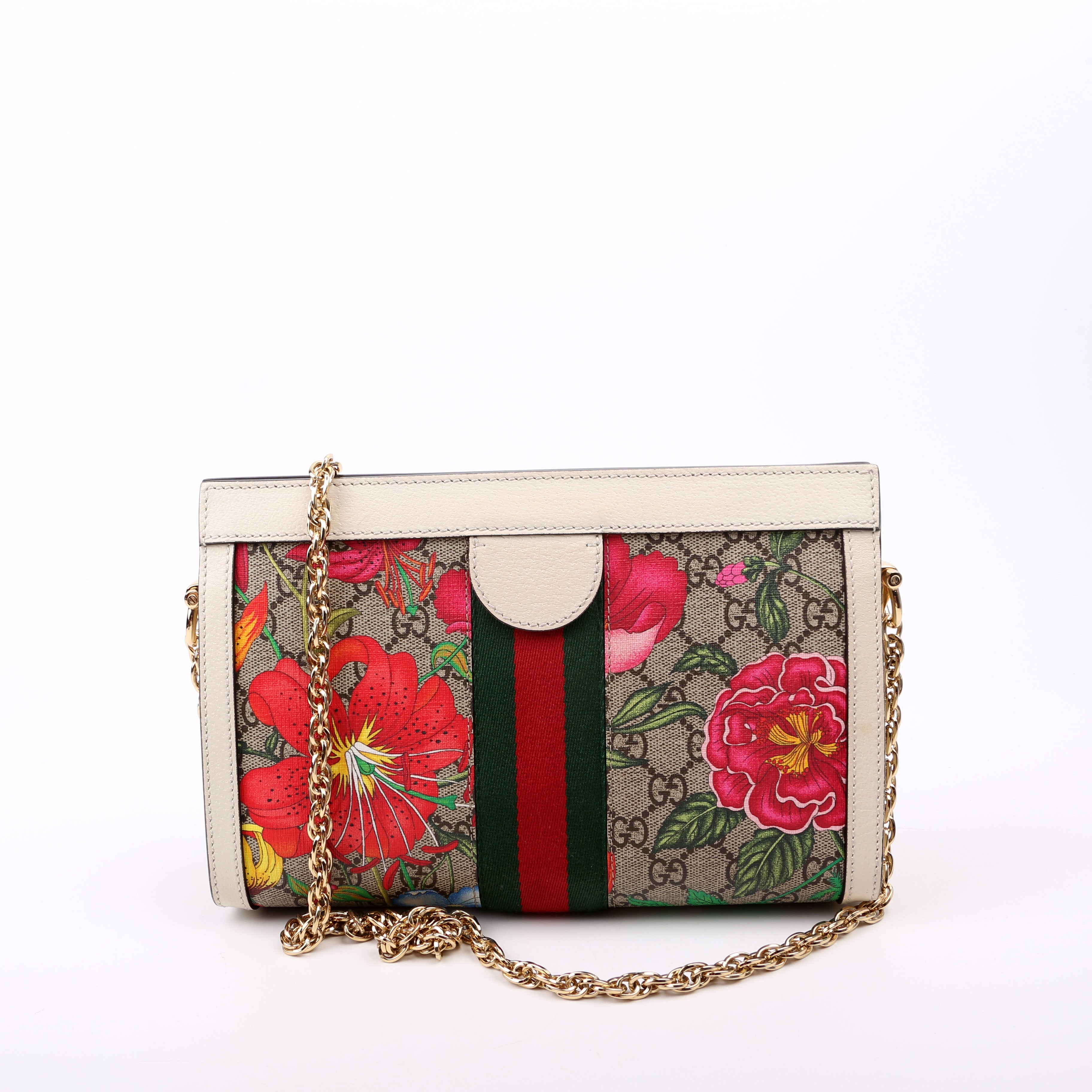 503877 GG Supreme Flora Ophidia Small Chain White