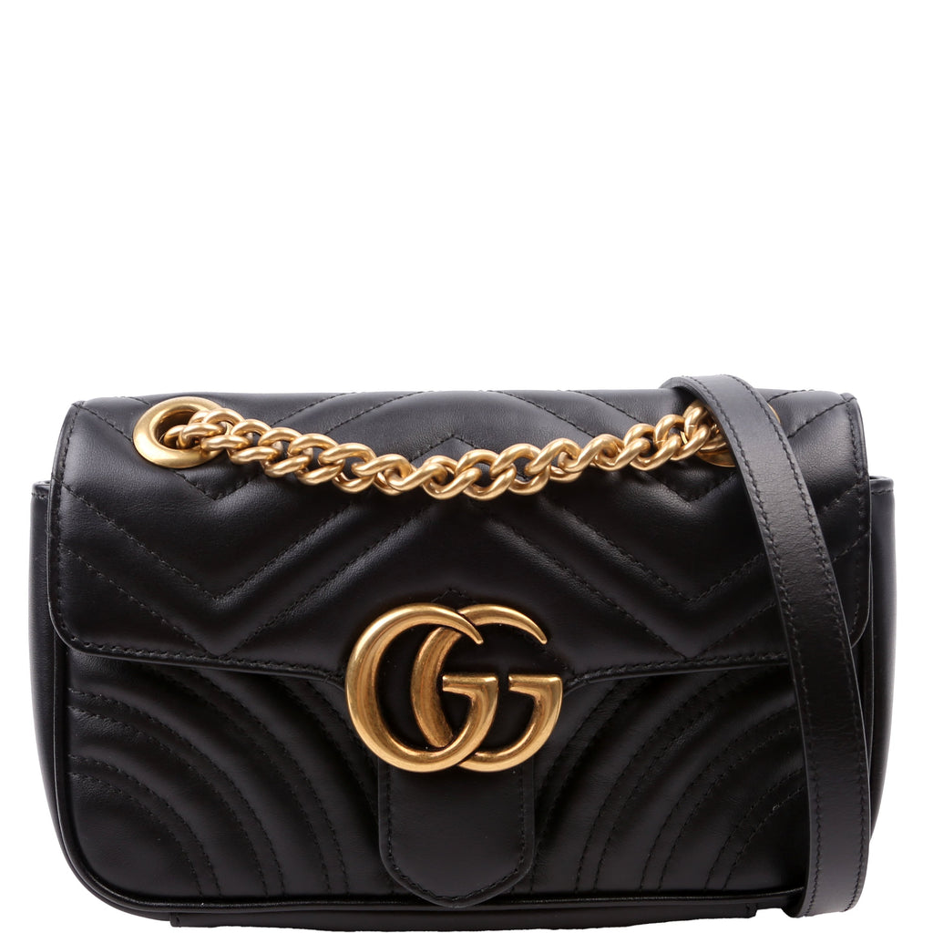 446744 Marmont Leather Shoulder Mini Flap Black