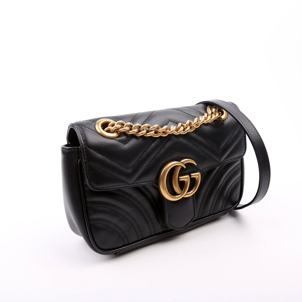 446744 Marmont Leather Shoulder Mini Flap Black