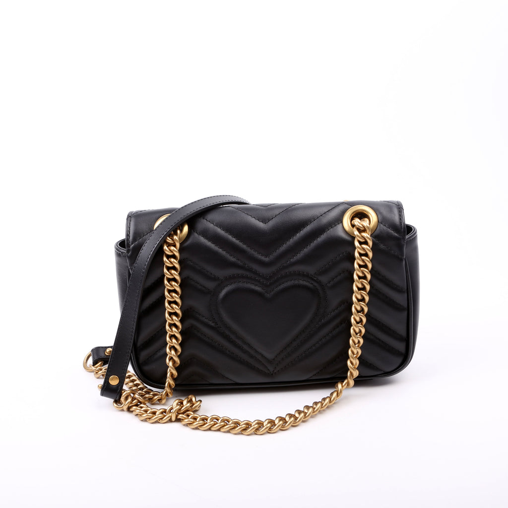 446744 Marmont Leather Shoulder Mini Flap Black