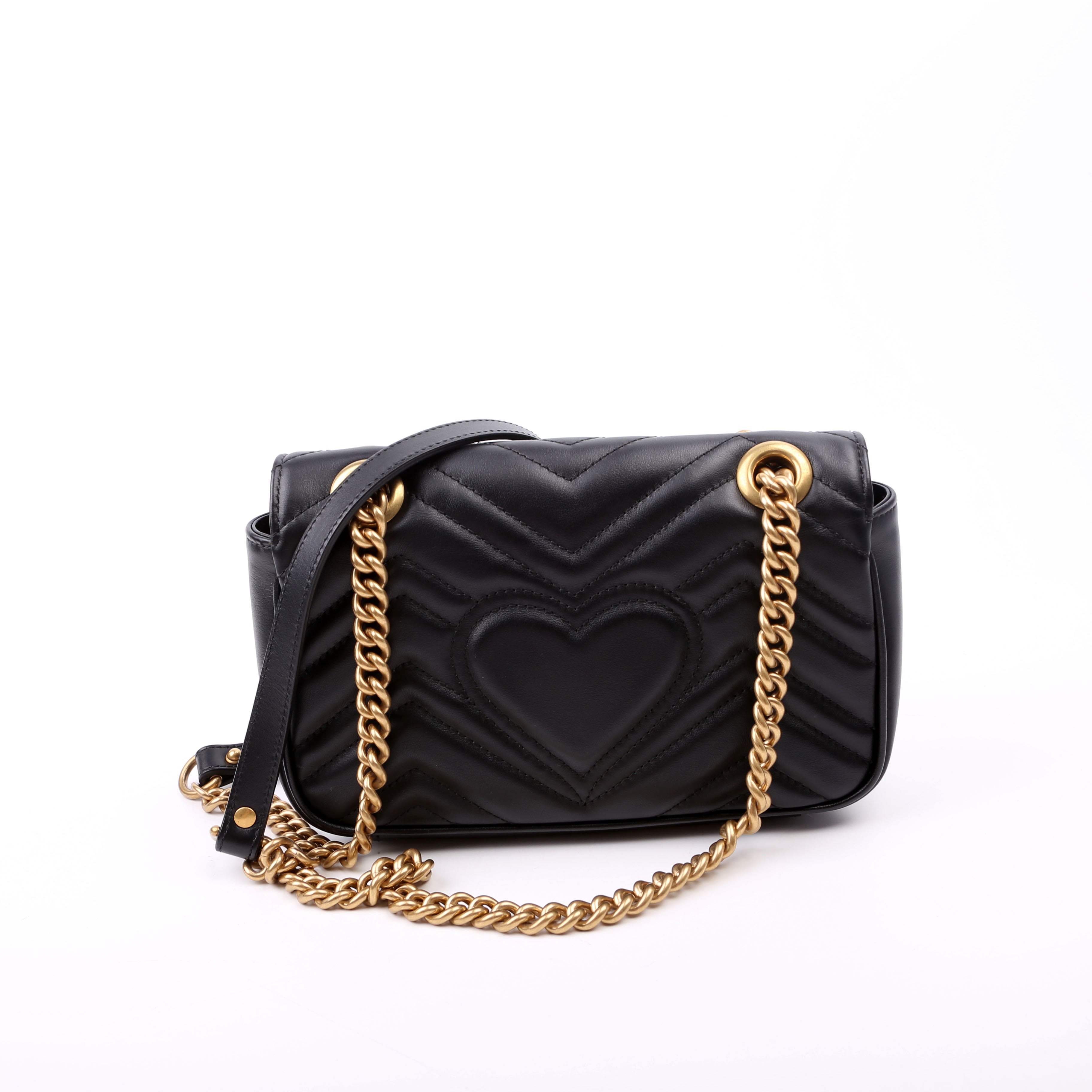 446744 Marmont Leather Shoulder Mini Flap Black