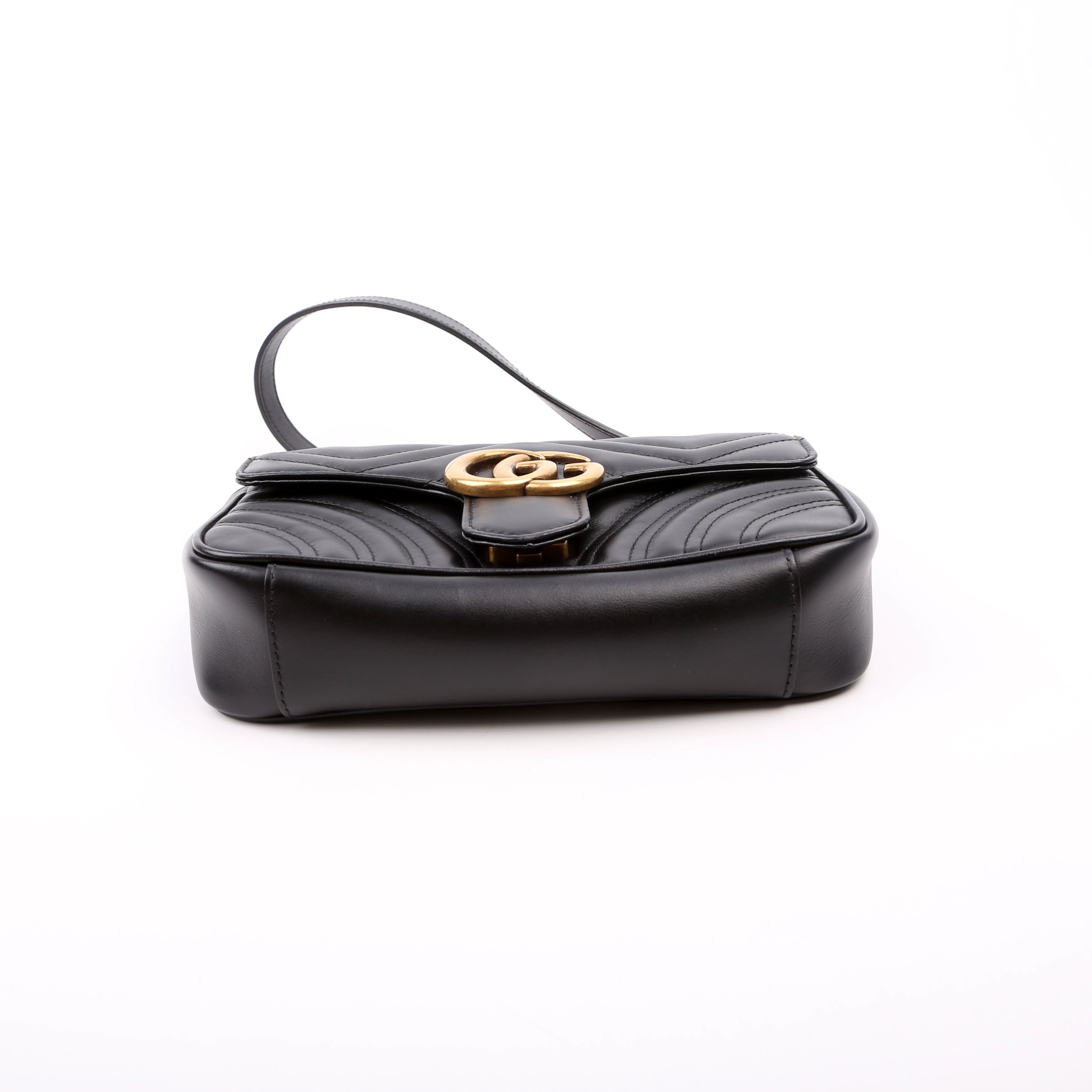 446744 Marmont Leather Shoulder Mini Flap Black