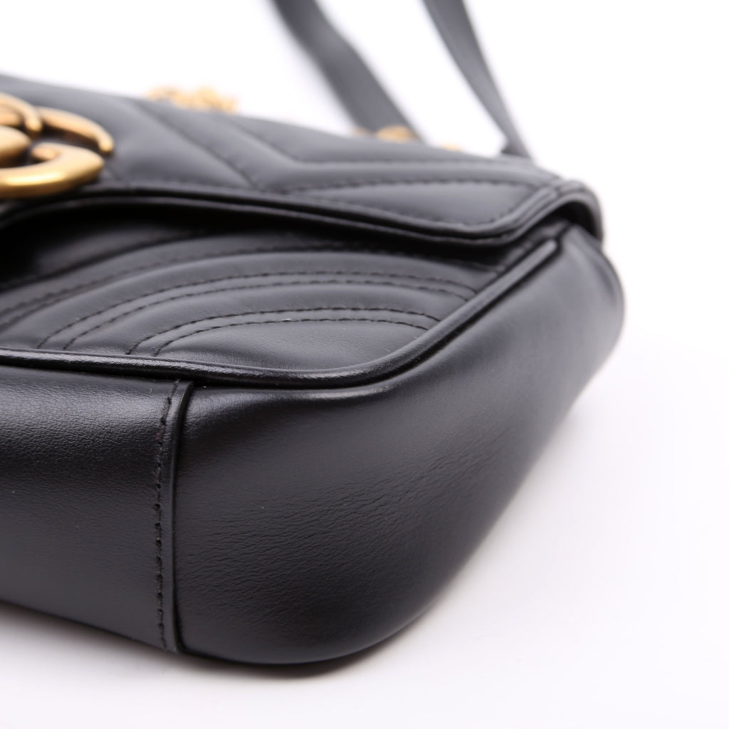446744 Marmont Leather Shoulder Mini Flap Black