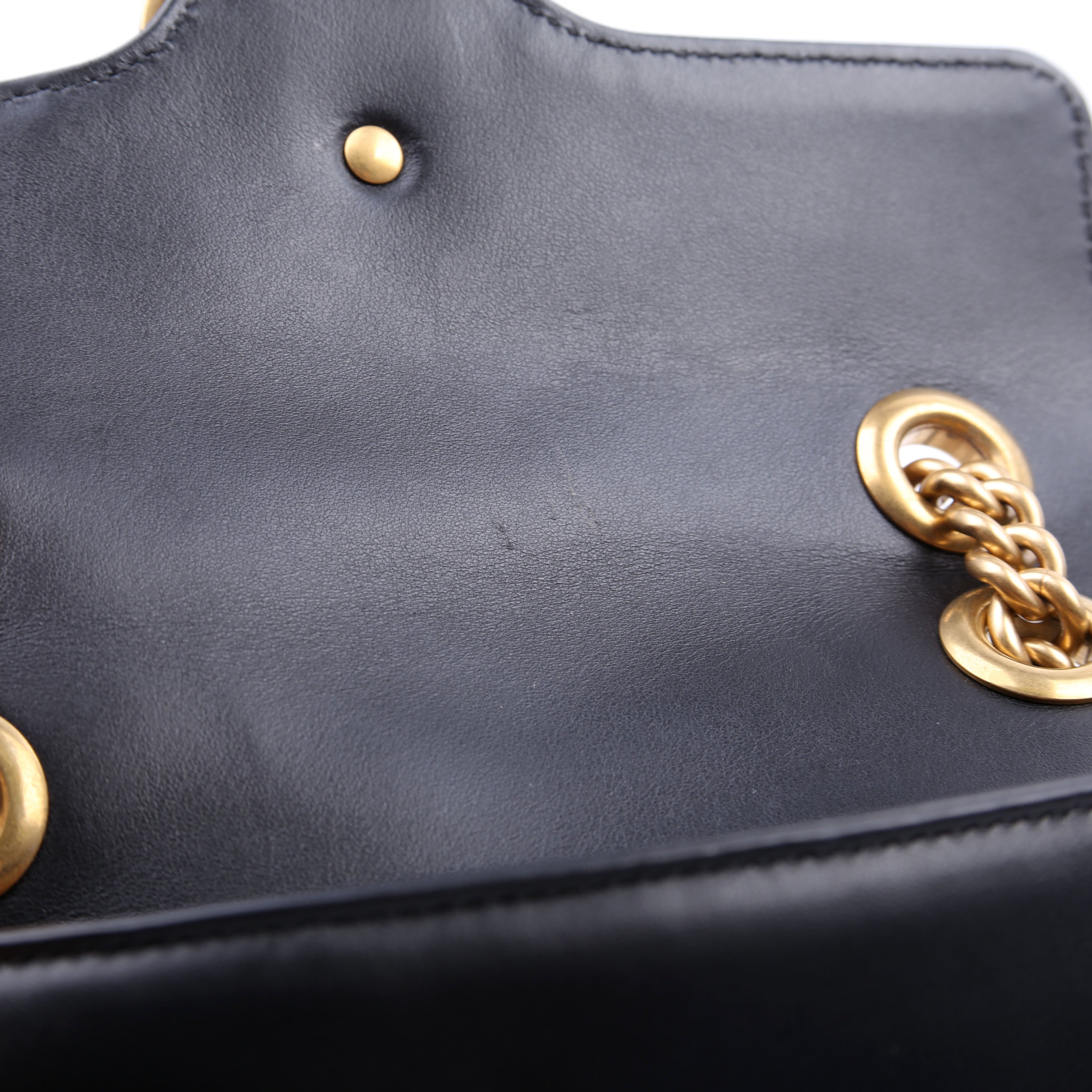 446744 Marmont Leather Shoulder Mini Flap Black