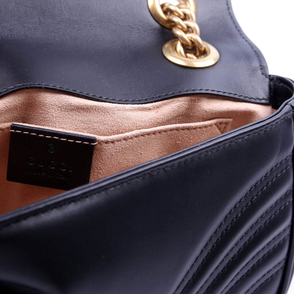 446744 Marmont Leather Shoulder Mini Flap Black