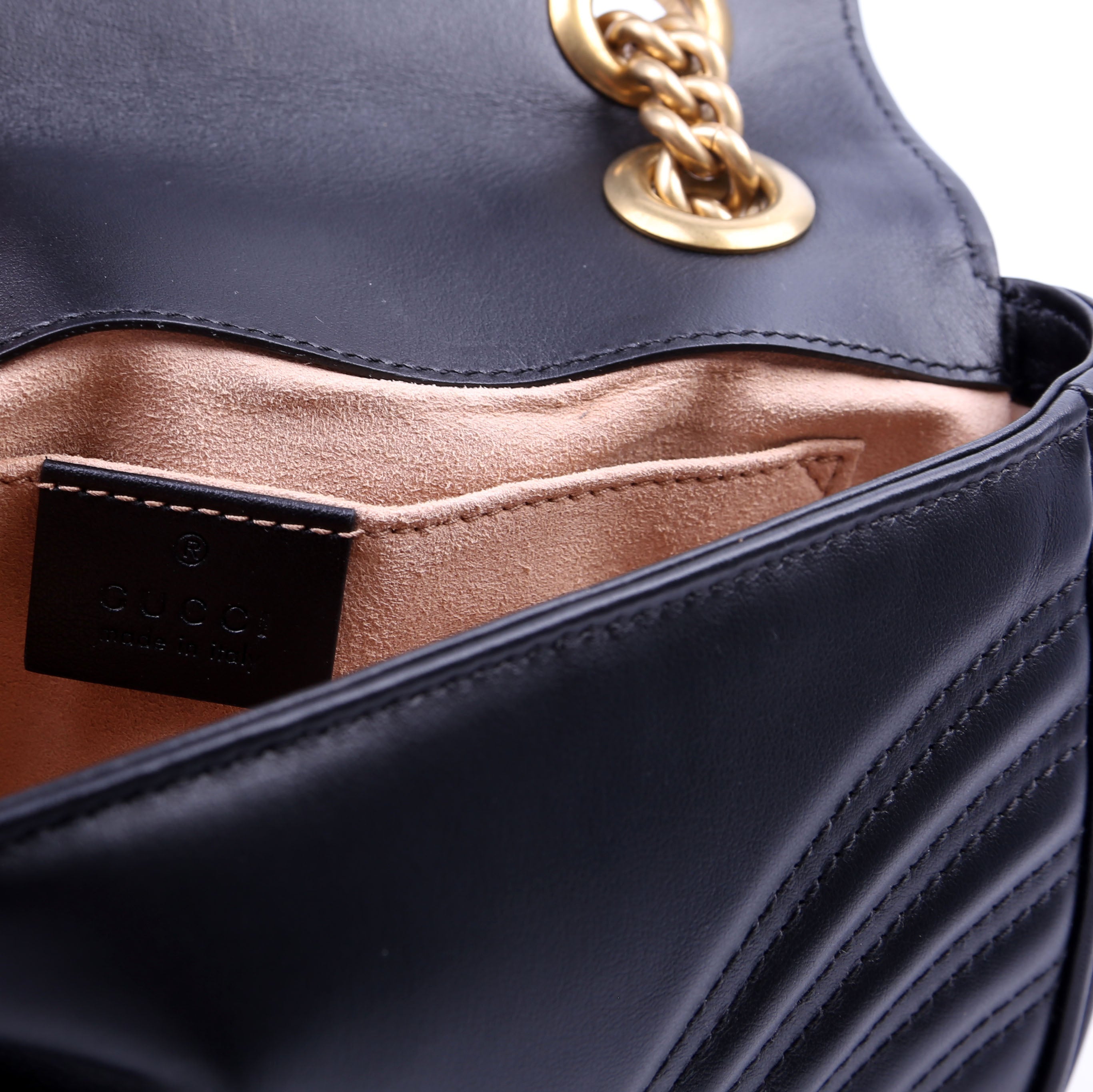 446744 Marmont Leather Shoulder Mini Flap Black