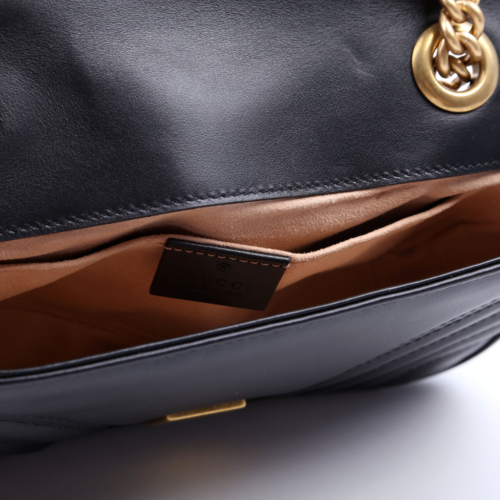 446744 Marmont Leather Shoulder Mini Flap Black