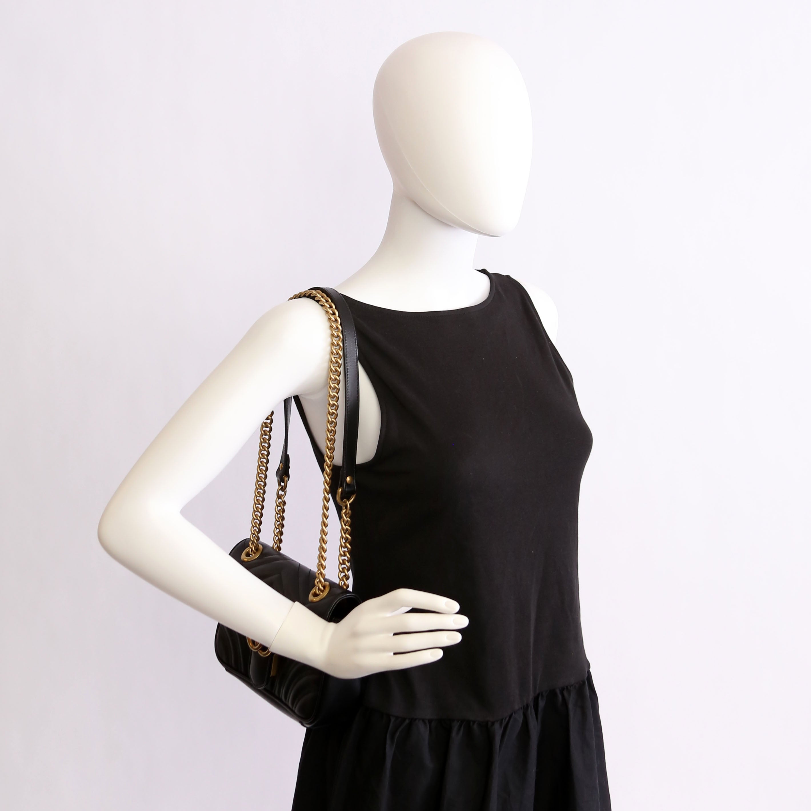 446744 Marmont Leather Shoulder Mini Flap Black