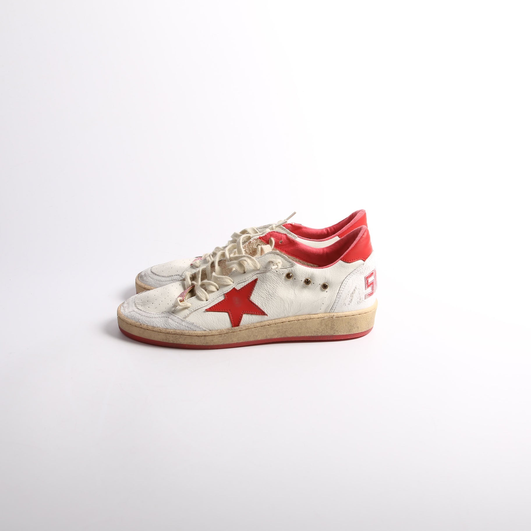 Golden Goose Ballstar Sneakers Size 40 White/Red