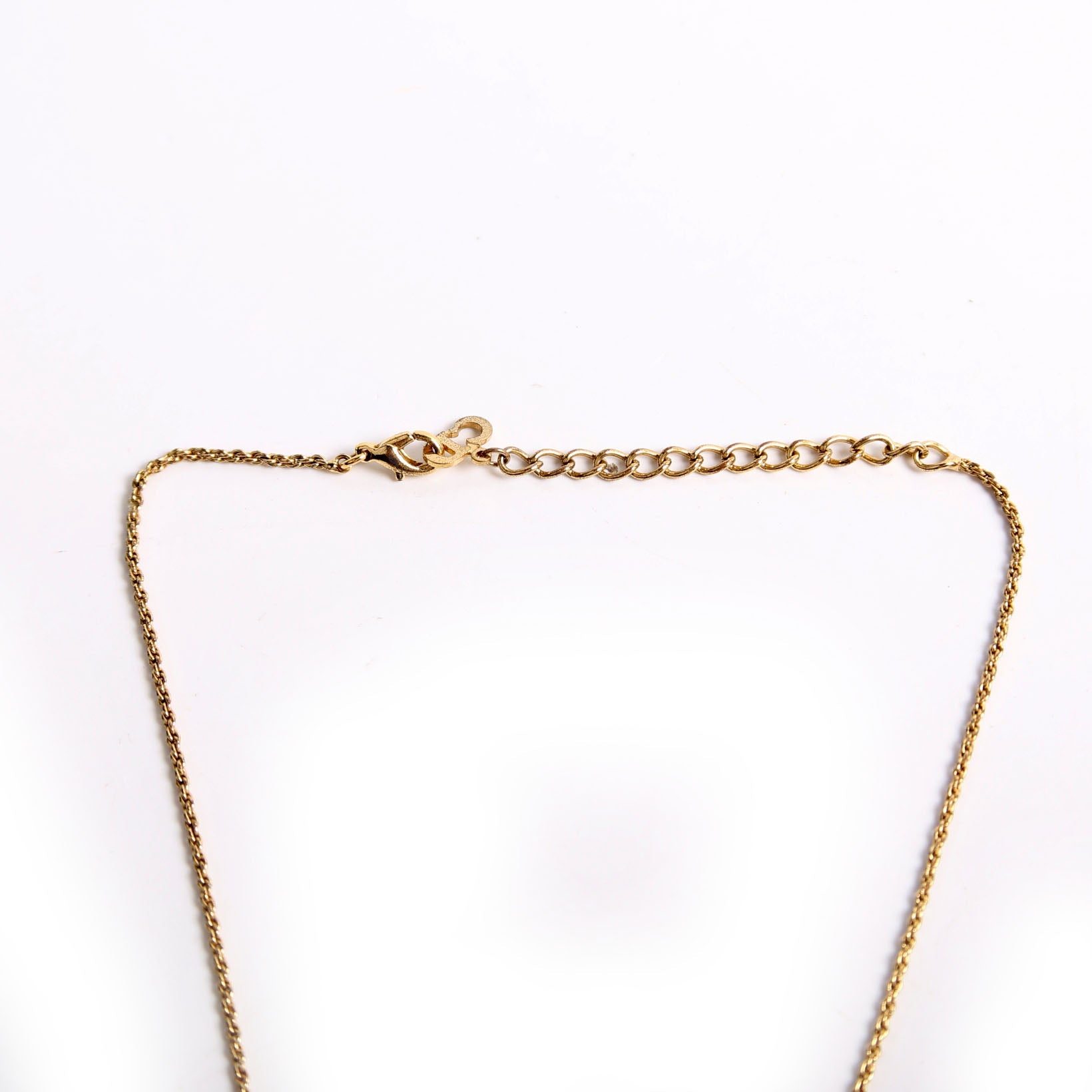 Dior Vintage Circle CD Pendant Necklace Gold