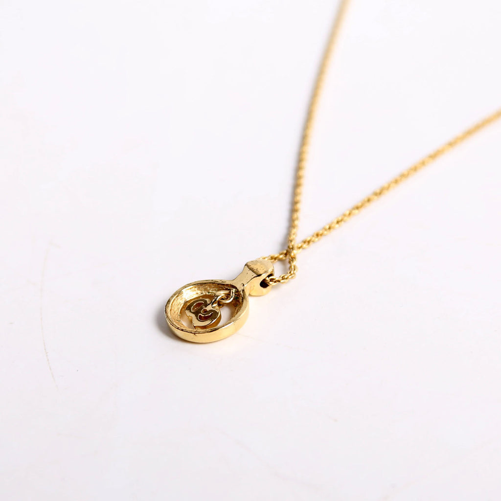 Dior Vintage Circle CD Pendant Necklace Gold