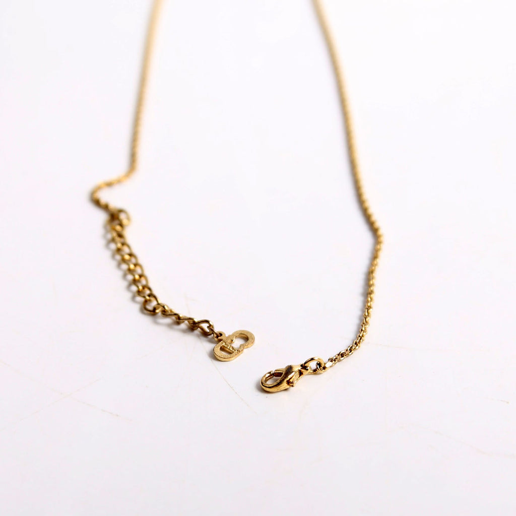 Dior Vintage Circle CD Pendant Necklace Gold
