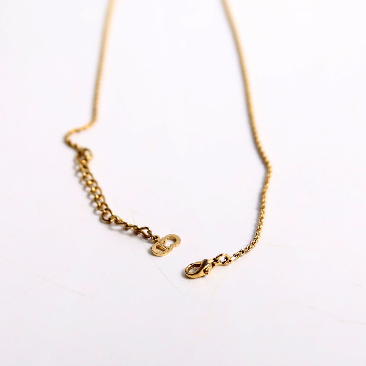 Dior Vintage Circle CD Pendant Necklace Gold