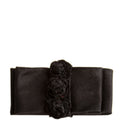 Satin Flower Bow Brooch Black