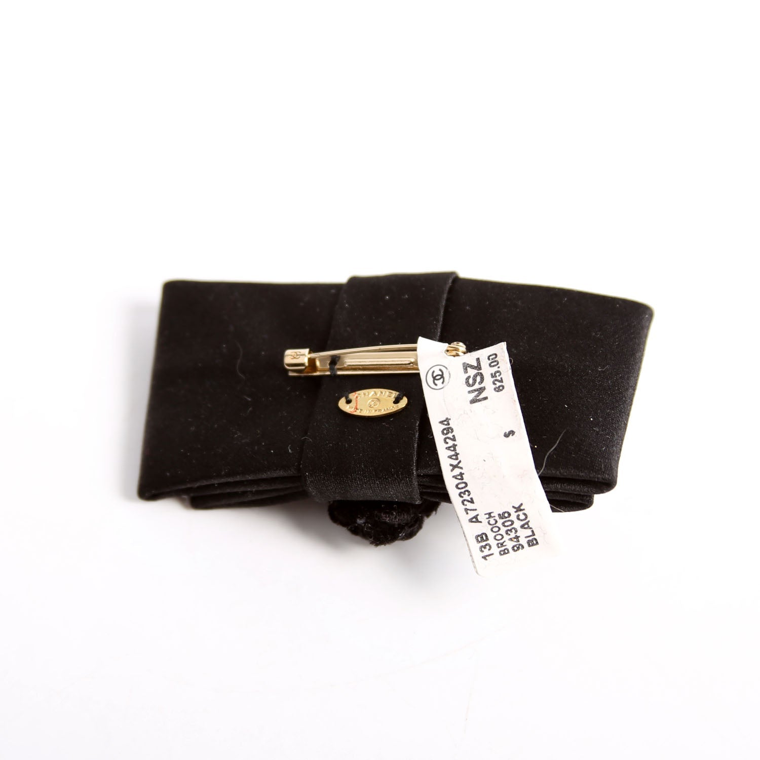 Satin Flower Bow Brooch Black