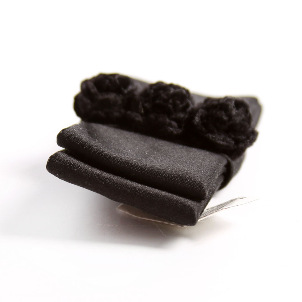 Satin Flower Bow Brooch Black