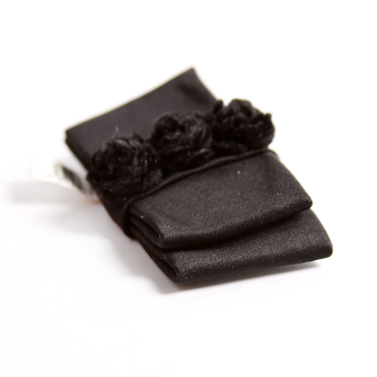 Satin Flower Bow Brooch Black