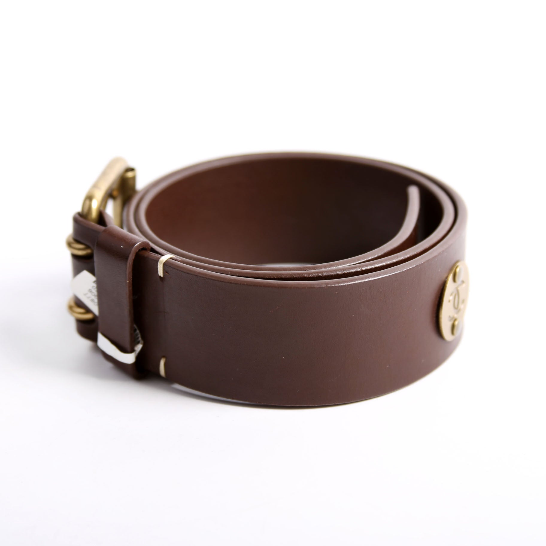 Square Buckle CC Logo Leather Belt Size 70/28 Brown