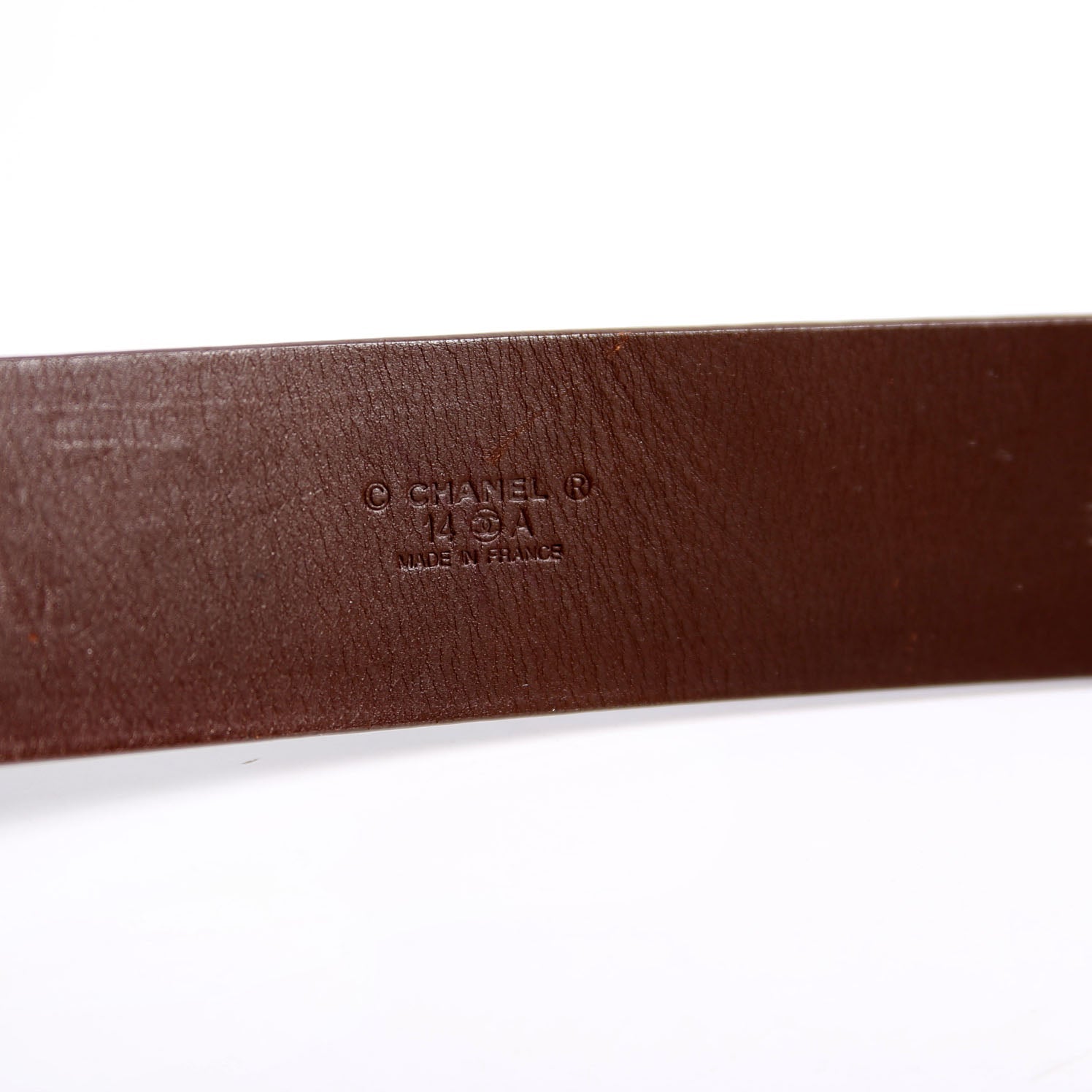 Square Buckle CC Logo Leather Belt Size 70/28 Brown