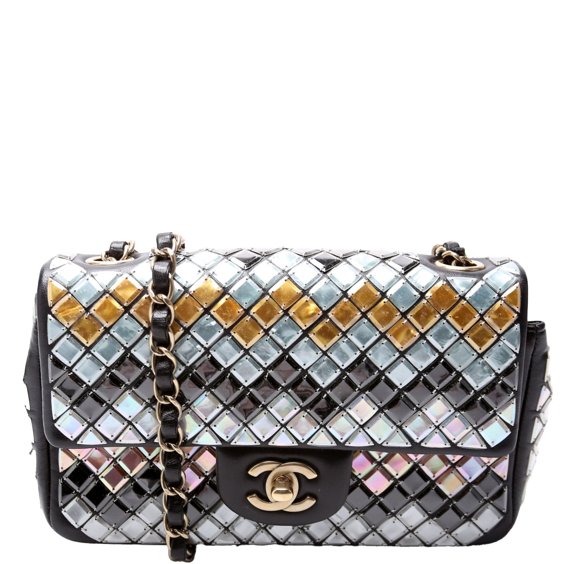 Mosaic Embossed Small Flap Bag Lambskin 21M Multicolor