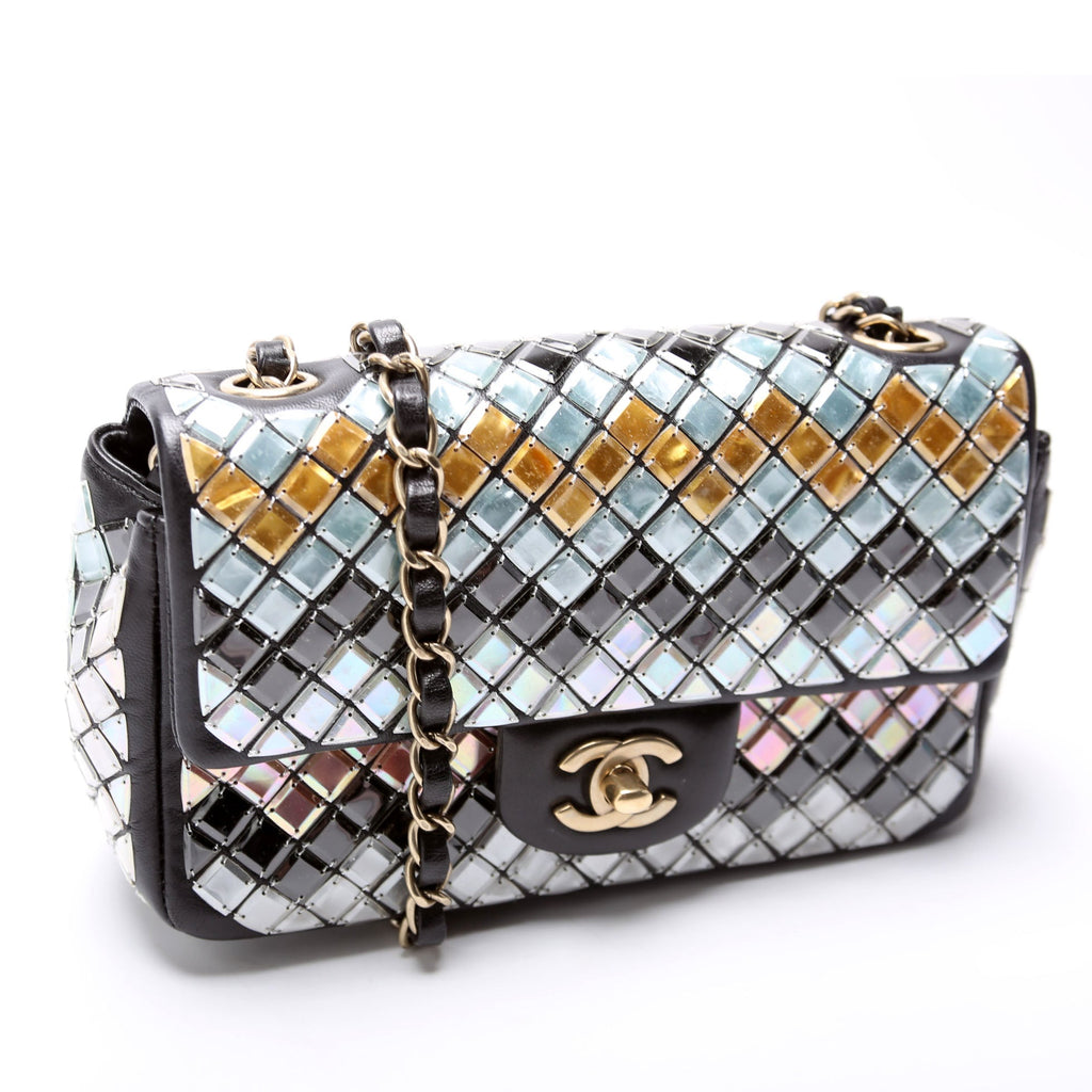 Mosaic Embossed Small Flap Bag Lambskin 21M Multicolor